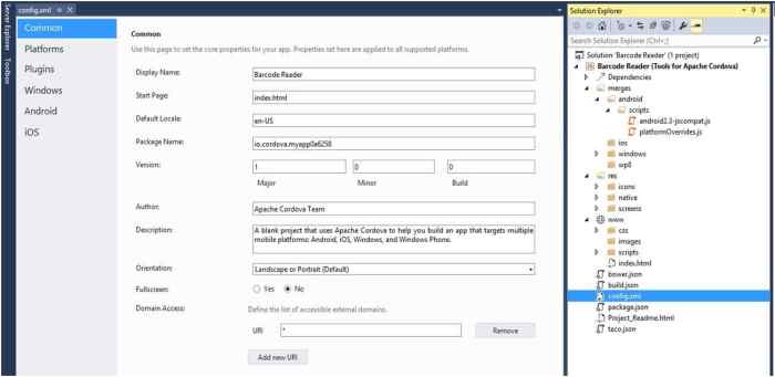 created a Cordova cross platform app